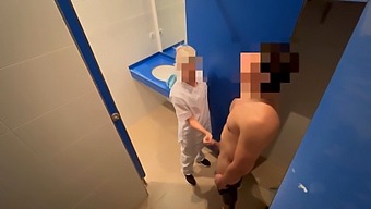 Gym Cleaning Girl Helps Jerk Off Guy Finish With Blowjob